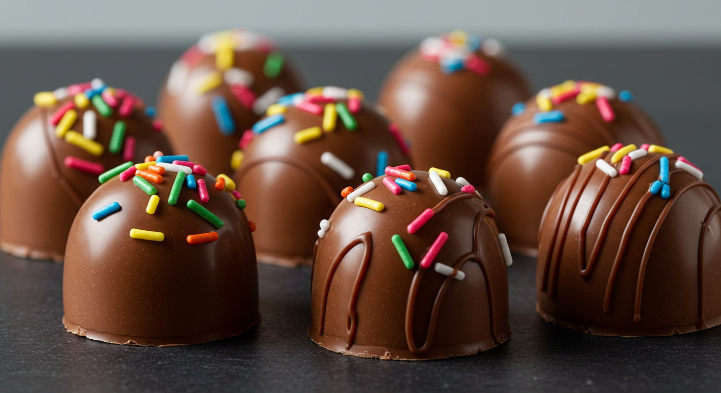 Bombom de chocolate ao leite decorado com granulado